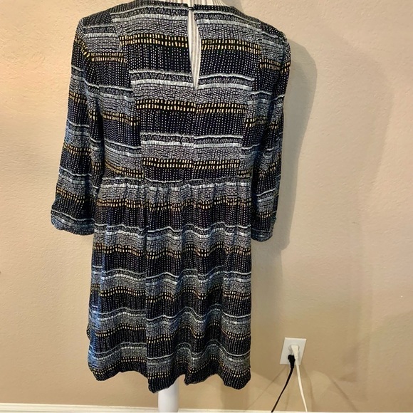 H&M Tunic Top Sz 10 Black Geometric Pattern White Yellow 100% Viscose Boho - Picture 8 of 15